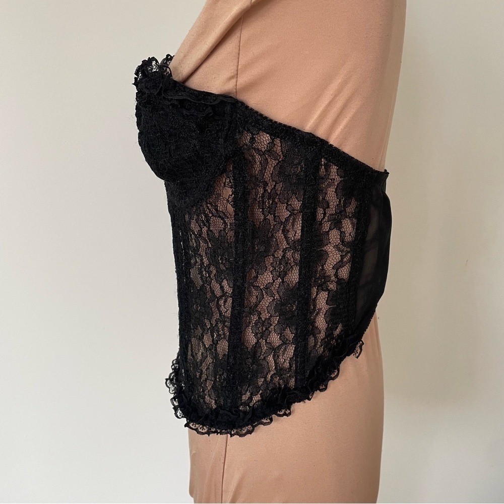 Urban Outfitters Lioness The Plaza Lace Bustier Black Corset Strapless Top EUC M - Picture 9 of 12